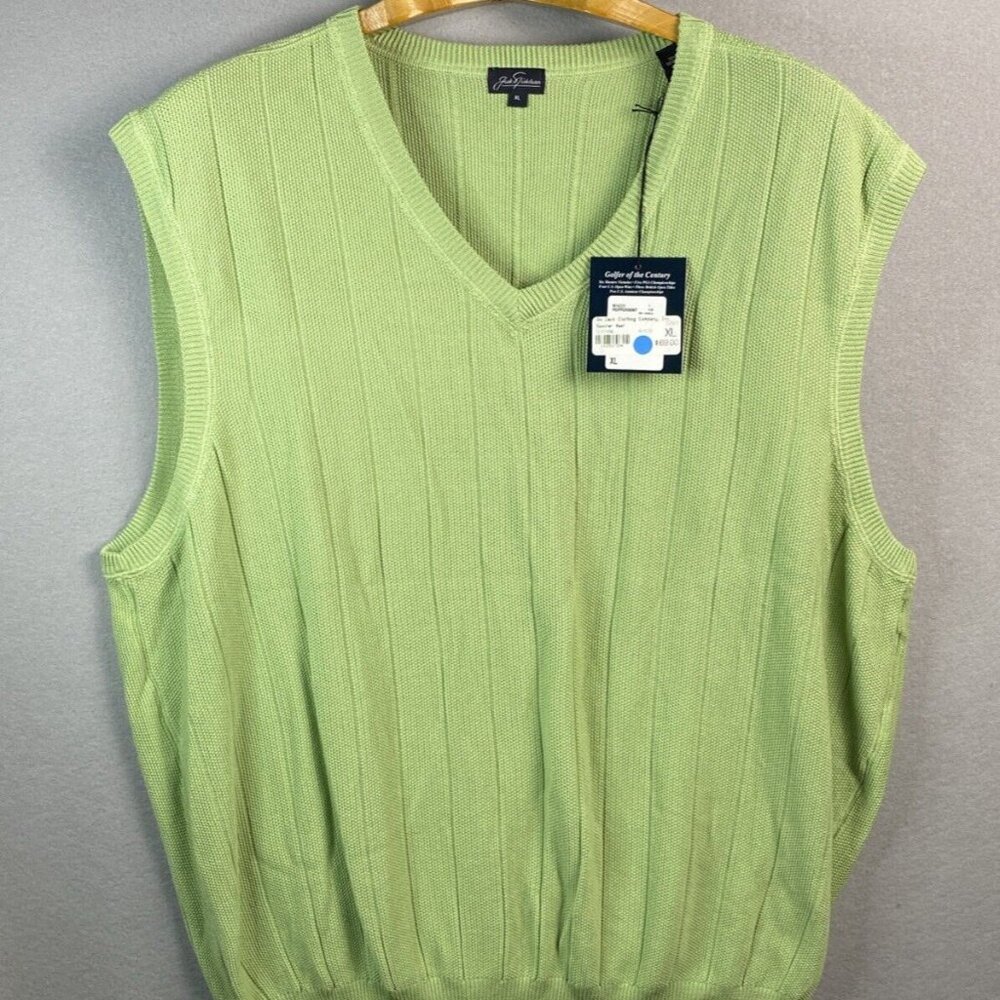 Jack Nicklaus Vest Men’s XL Lime Green 70% Silk, 30% Cotton Knit Golf Athleisure